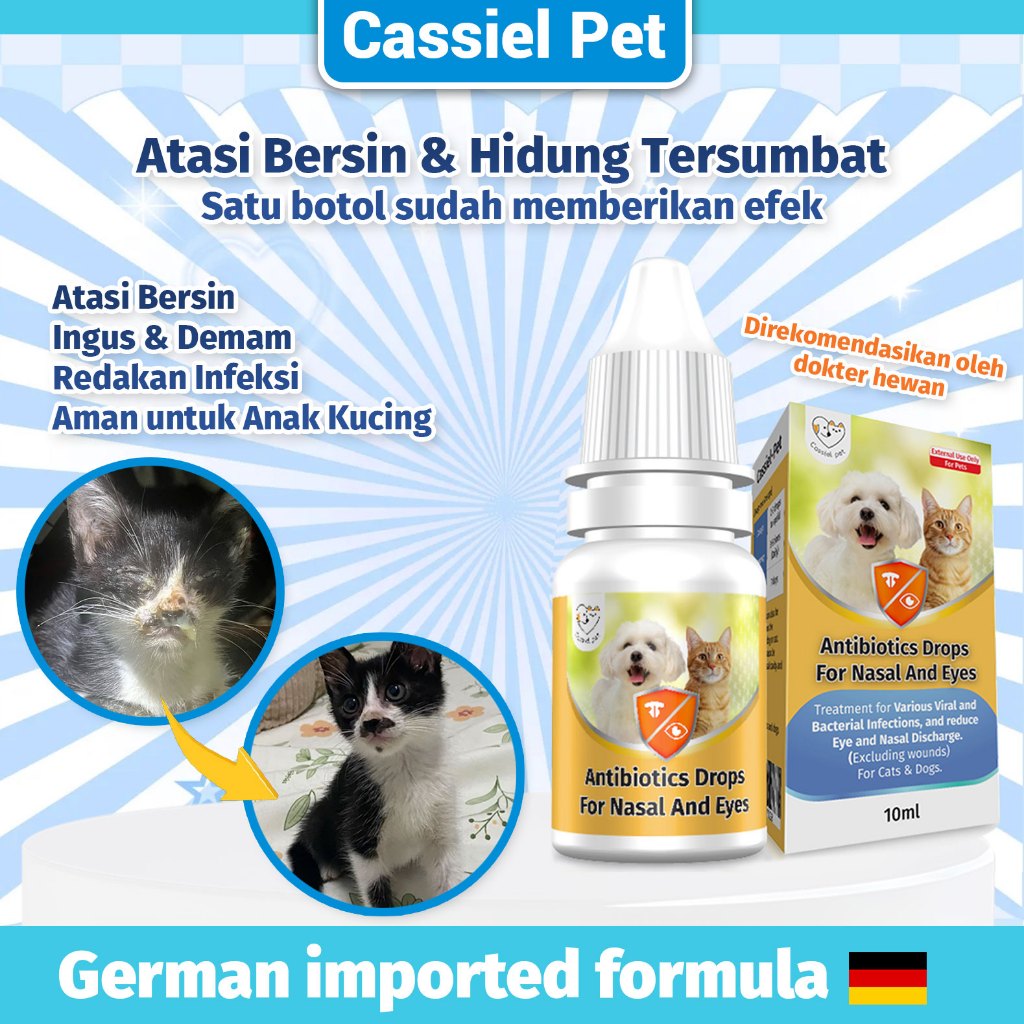 Cassiel Pet Obat Flu & Hidung Tersumbat Kucing - Atasi Bersin, Ingus & Demam, Aman untuk Anak Kucing
