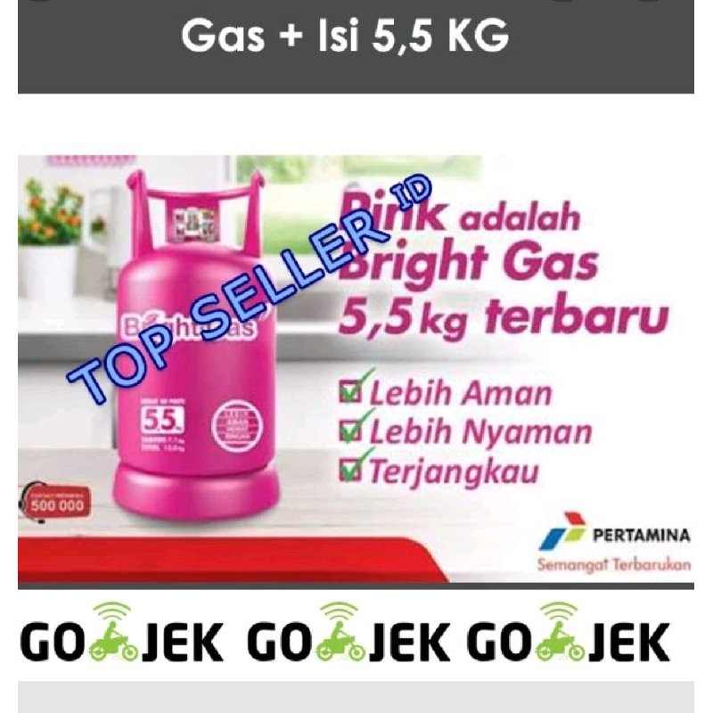 Bright Gas Pink 5,5 KG Tabung + Isi FULL LPG Elpiji Masak Asli Original Gas pink