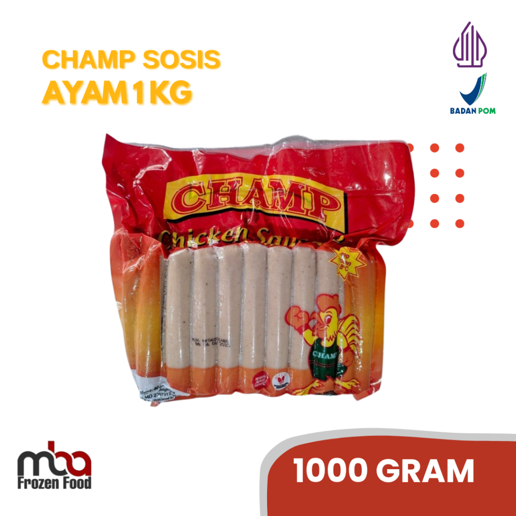 

Champ Sosis Ayam 1KG /Sosissapi /Sapi /Sosis /Daging /Kornet /Sate /Snack /Camilan /Dagingsapi /Dagingayam /Ayam /Frozen food