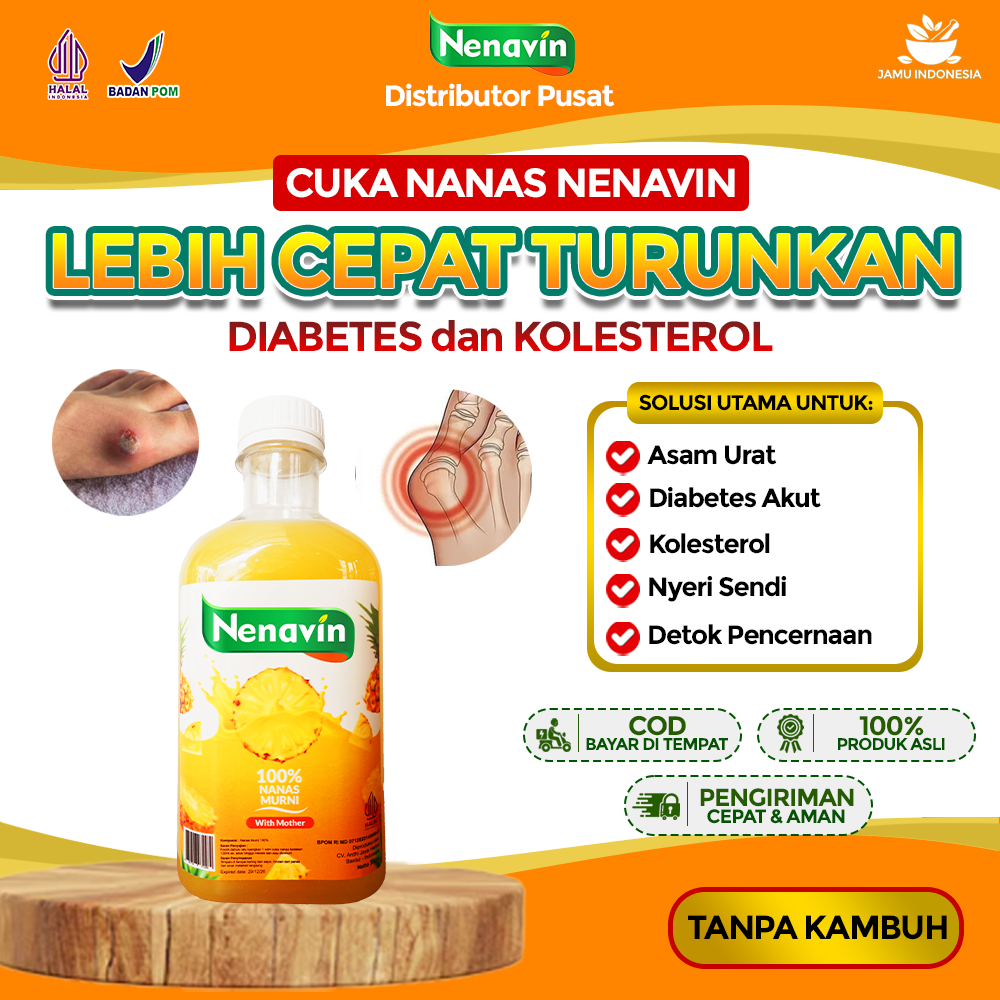 

7 HARI COCOK ASAM URAT DIABETES Nenavin Cuka Nanas Murni with Mother Vinegar Original BPOM HALAL