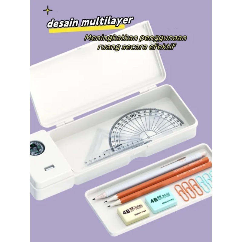 

YEN 3 IN 1 Kotak Pensil Multifungsi Kotak Alat Tulis stationery Case Kotak Pensil Kipas Angin Lampu