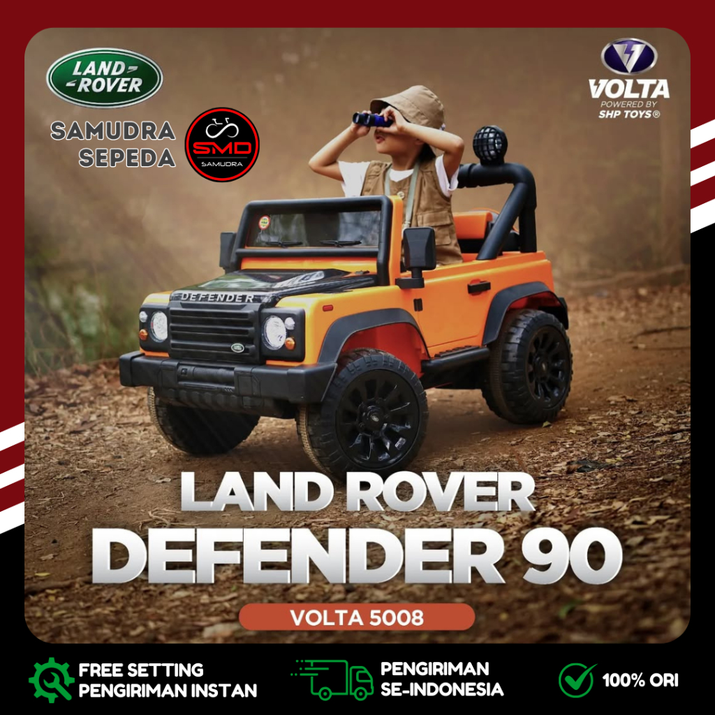 Mobil Aki Mainan Anak Remot SHP Volta 5008 Land Rover Defender 90 12V 2 Dinamo Murah BDG