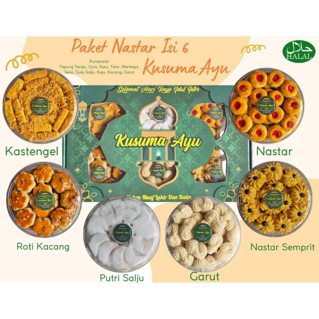 

KUSUMA AYU HIJAU ISI 3 4 6 paket kue hari raya lebaran idul fitri