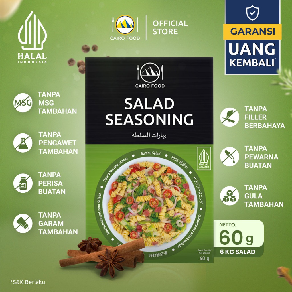 

Bumbu Salad Sehat – Tanpa MSG, 100% Rempah Murni | Cairo Food