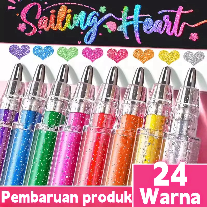 

Gel pen Glitter Pelangi ColorG el ( 12 pcs) ulen Warna Warni Glitter Pen Highliter 1Set Aesthetic