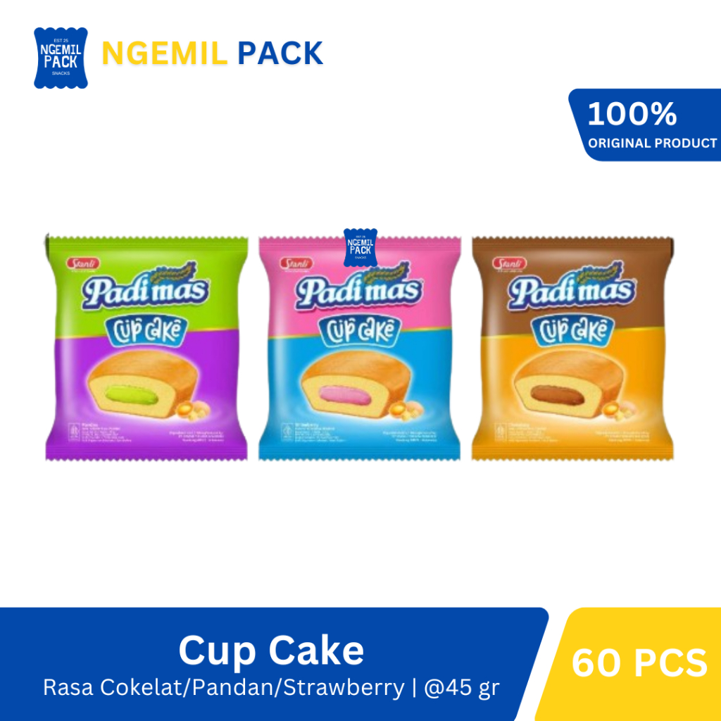 

Padimas Cup Cake Cokelat/Pandan/Strawberry Isi 60pcs @45Gr