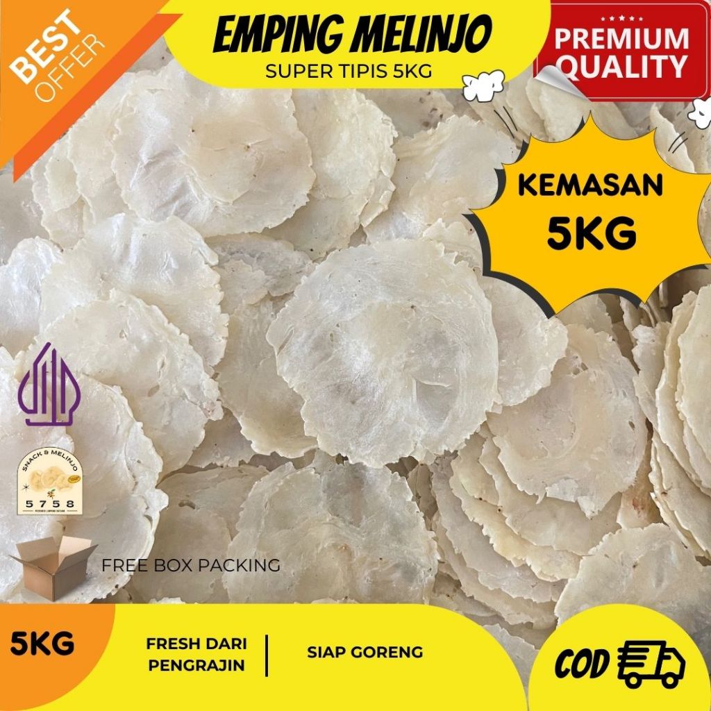 

Emping Melinjo 1 biji /SP 5kg Camilan Asli Limpung