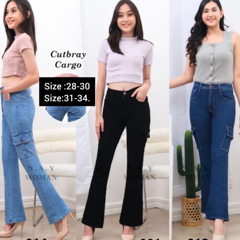 JEANS CUTBRAY CARGO /CUTBRAY CARGO /Celana cutbray cargo size: 28-30 31-34 .