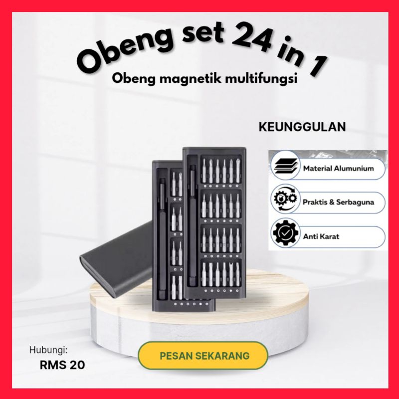 set obeng magnet magnetic 24 in 1 obeng baut kecil multifungsi  24 in 1 obeng torx obeng panjang obe