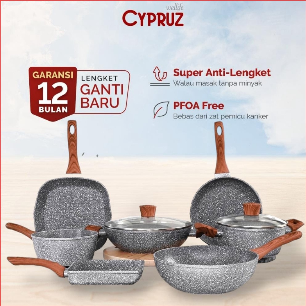 LANGSUNG ATC cypruz marble wok pan marble fry pan marble sauce pan marble grill pan tamagoyaki wajan