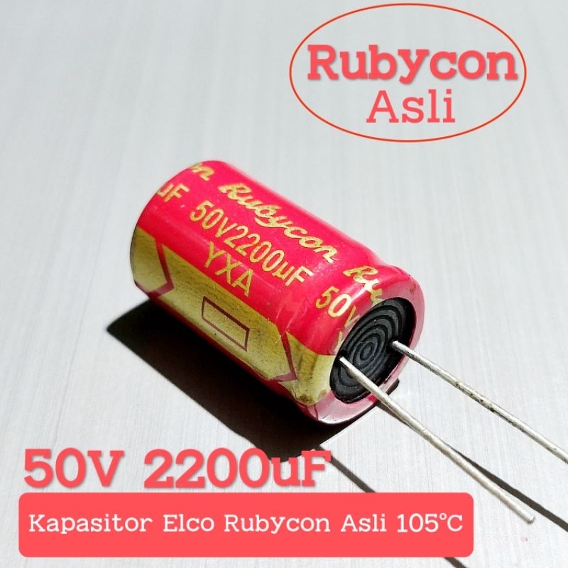 1 BUAH CAPASITOR ELCO 50V 2200UF RUBYCON ASLI