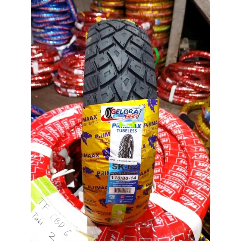 Ban Matic Tubeless Primaax Sk-62 110/80-14 ban 110/80-14 ban montor ring 14 ban tubeles 110/80-14 ba