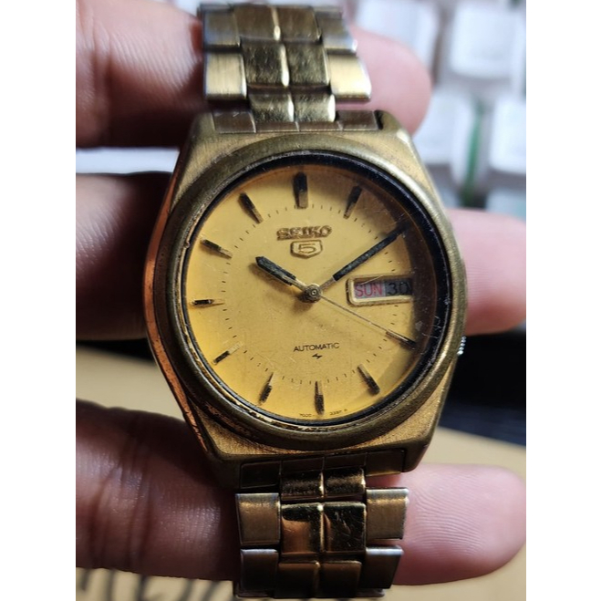 Seiko 5 Automatic Gold Vintage Original Second Eksklusif