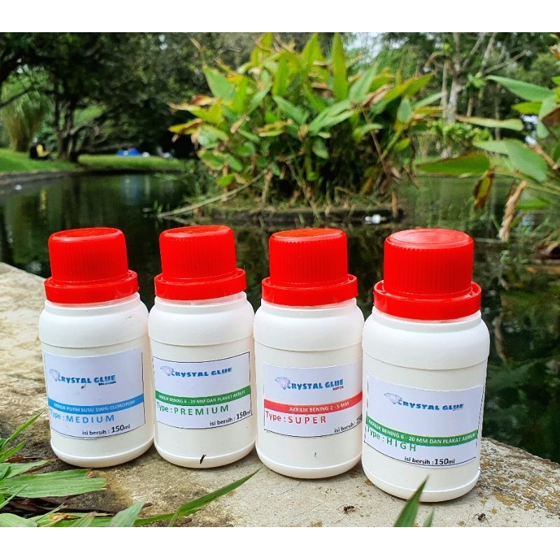 Lem akrilik HIGH 150ml+suntikan, lem acrylic bening, crystal glue high