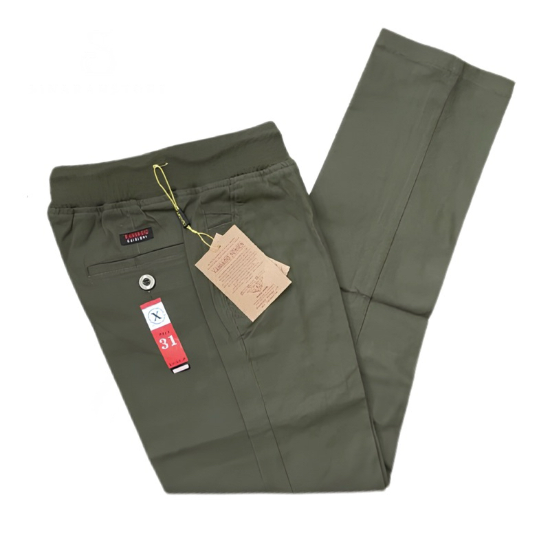 Celana Chino Pria Pinggang Karet Ukuran 33-38 Xaniago Original