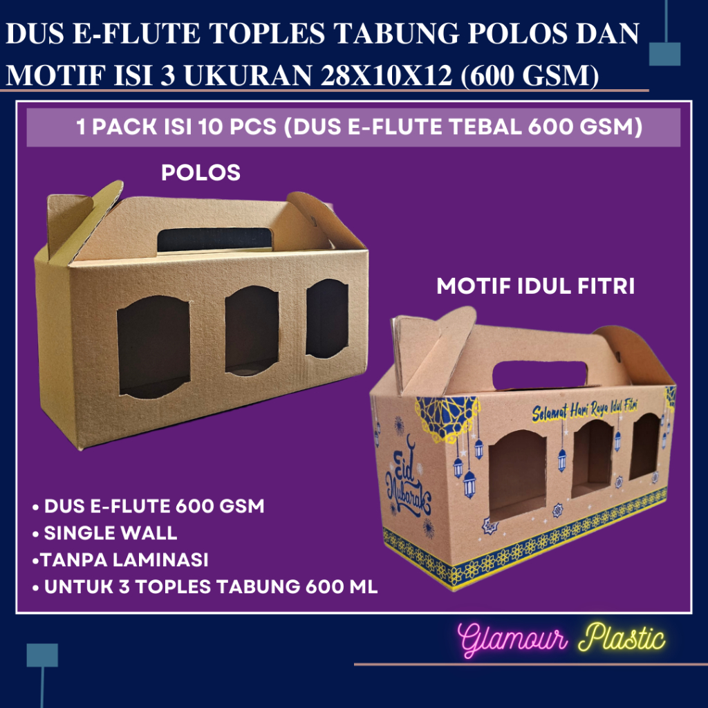 

Dus Eflute isi 3 Toples Ukuran 28X10x12 (1 pack isi 10 pcs) (TEBAL 600 GSM)/Dus Toples/Box jinjing/Dus kue kering