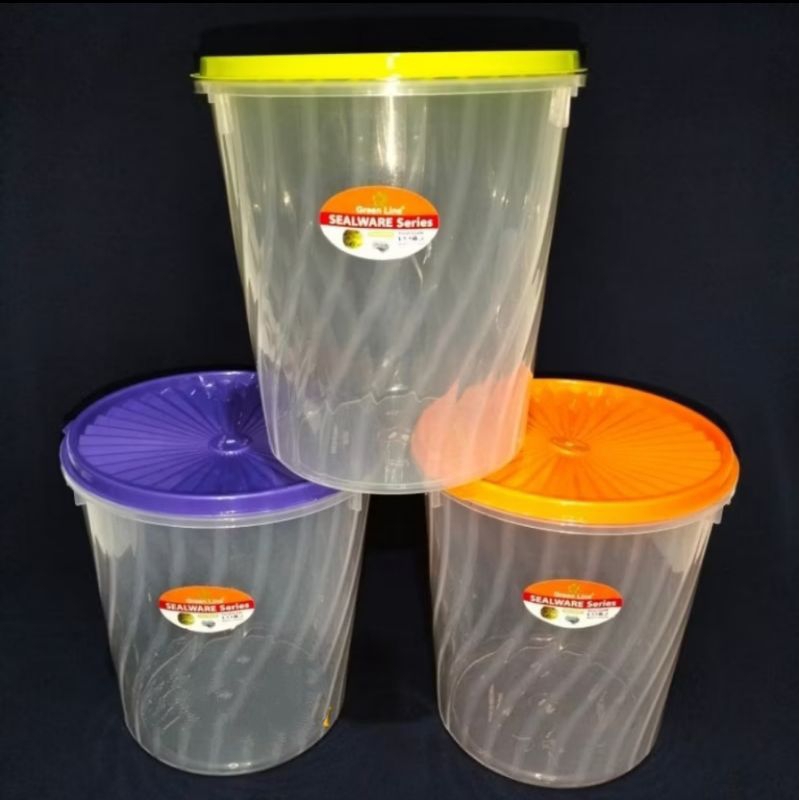 Toples 4 liter Ulir green line/ Toples 4000 ml laura Green line/ Toples peyek dan kerupuk 4 ltr ulir