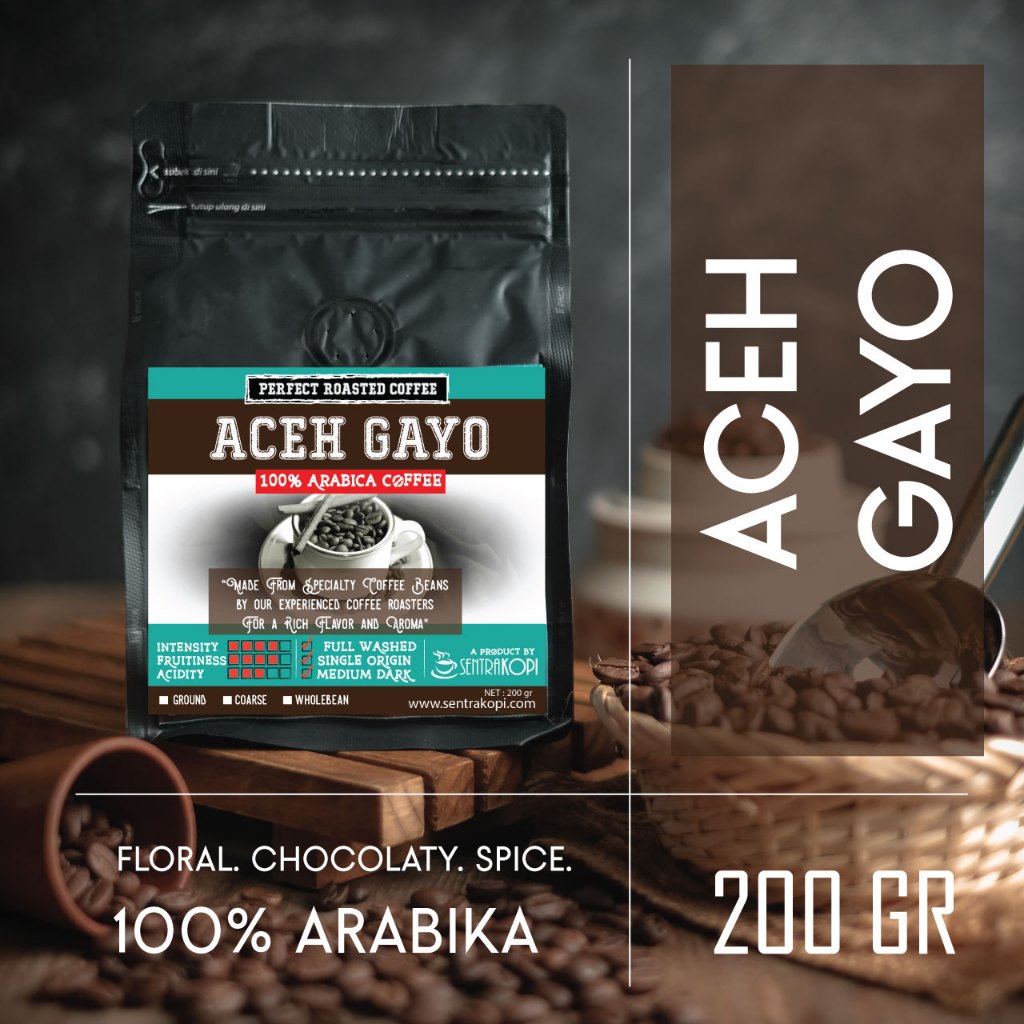 

Kopi Arabika Aceh Gayo 200 Gram - BUBUK / BIJI - Arabica Premium Coffee - Sentra Kopi Asli 200Gr