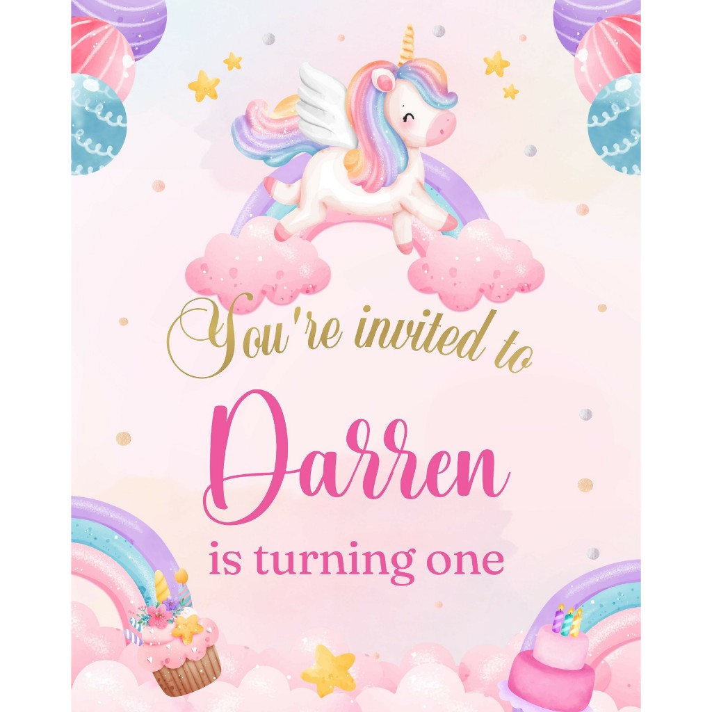 UNDANGAN DIGITAL ULANG TAHUN UNICORN VIDEO/JPG KODE 68