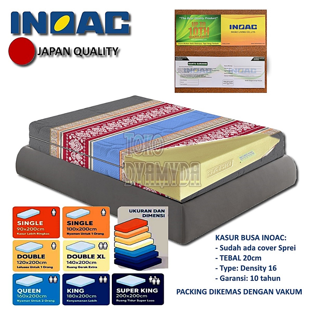 Kasur Busa inoac Tebal 15cm 20cm 30cm Panjang 200cm Berbagai Ukuran Lebar