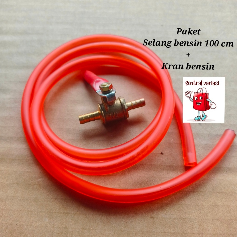 SELANG BENSIN 100 CM+KRAN KUNINGAN UNIVERSAL SELANG BENSIN GERMAN QUALITY ORIGINAL KRAN BENSIN UNIVE