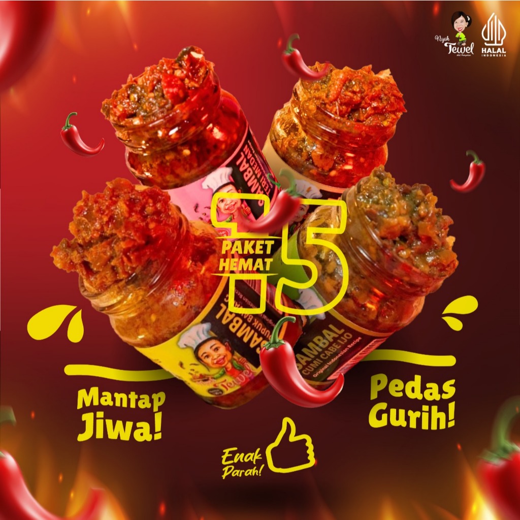 

NYAH TEWEL - Paket Lautan Pedas Sambal Kecombrang, Cumi Cabe Ijo,Teri Medan,Pupuk Bawang