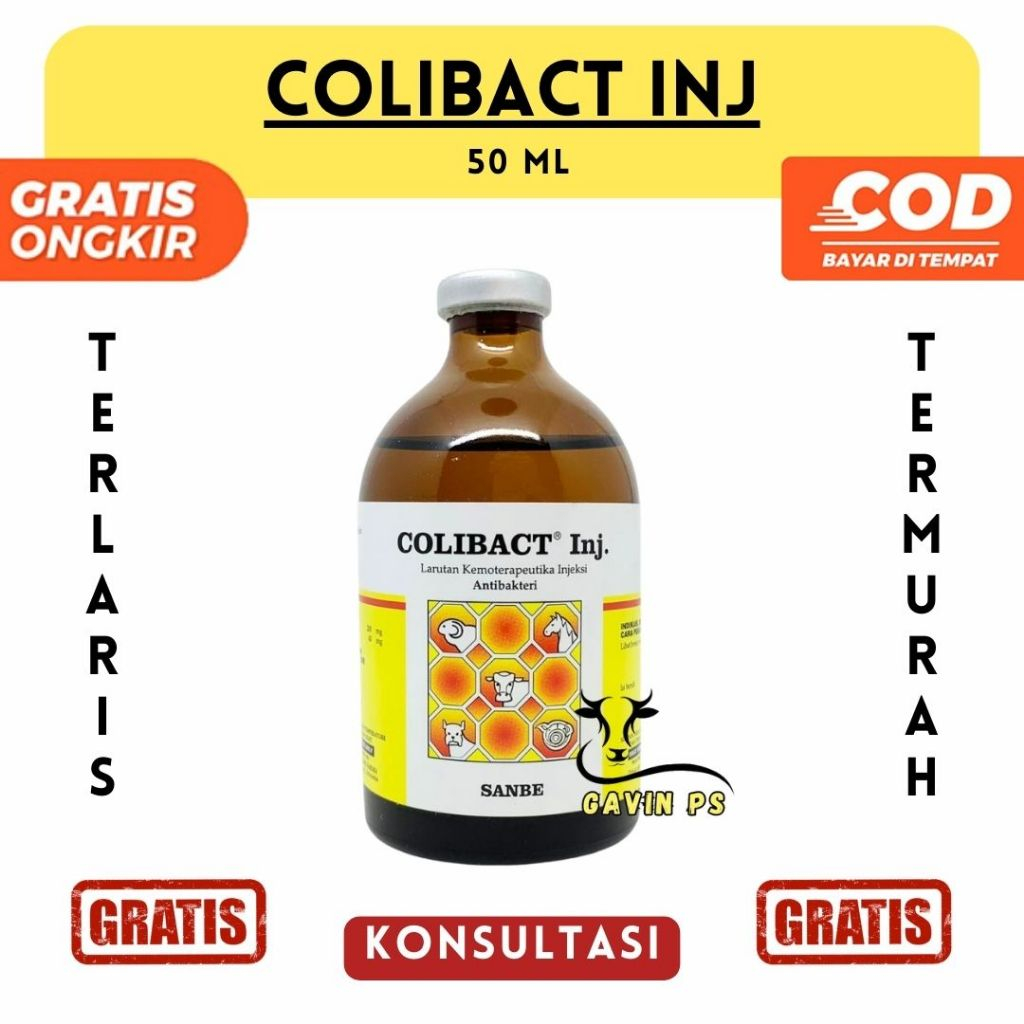 COLIBACT INJEKSI 50ML - Obat Mencret Sapi - Obat Diare Sapi Kambing Domba - Obat Antibiotik Hewan