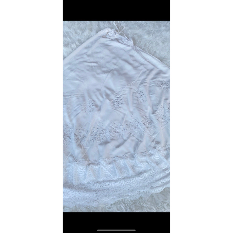 Mukena Rayon Bordir+Renda Super mewah warna putih tulang tidak menerawang