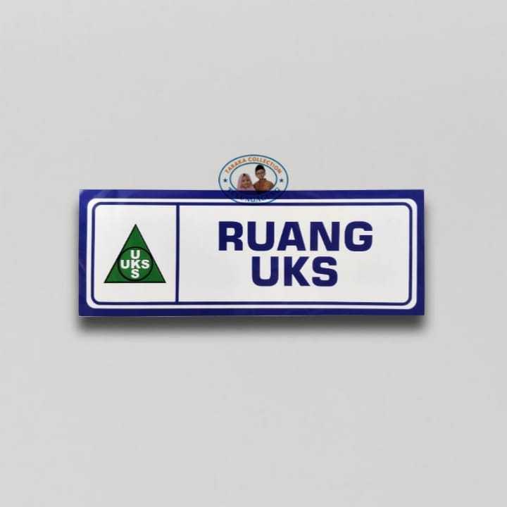 Stiker Nama Ruang UKS | Stiker Vinyl | Ruang UKS | Stiker Penanda Nama Ruang | Biru 11 x 30