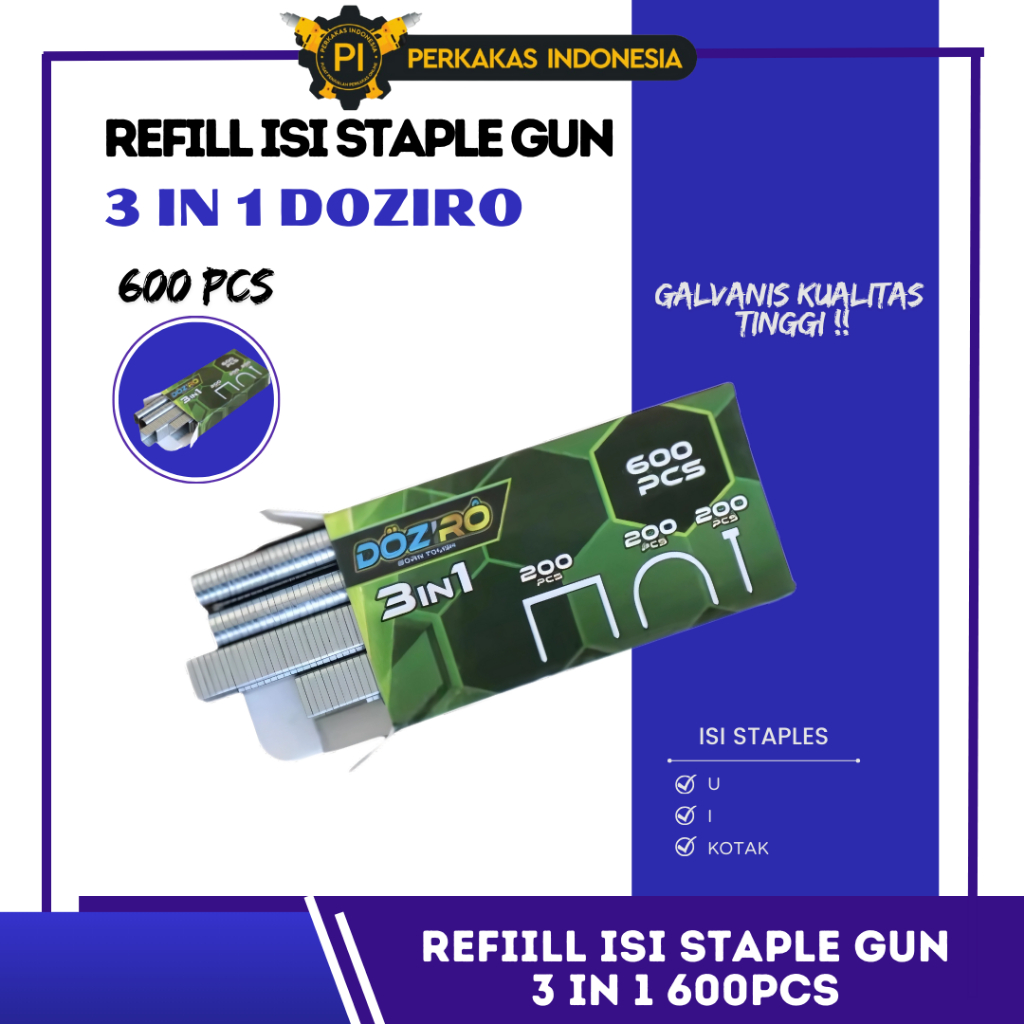 

Refill Staple Gun Staples 3 IN 1 600PCS Tembak Guntacker Steples Stapler Hekter Tacker 1008 J 1308 J Alat Perekat Stepler Handtacker