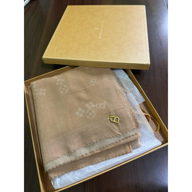 PRELOVE BUTTONSCARVES MONOGRAM SCRAMBLE VOILE SQUARE XL-OCHRE