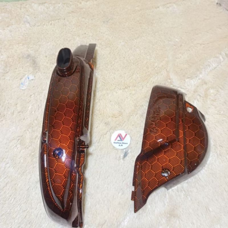 Tutup Kipas + Cover CVT Mio Soul Karbu Full Karbon Celup - Carbon WTP