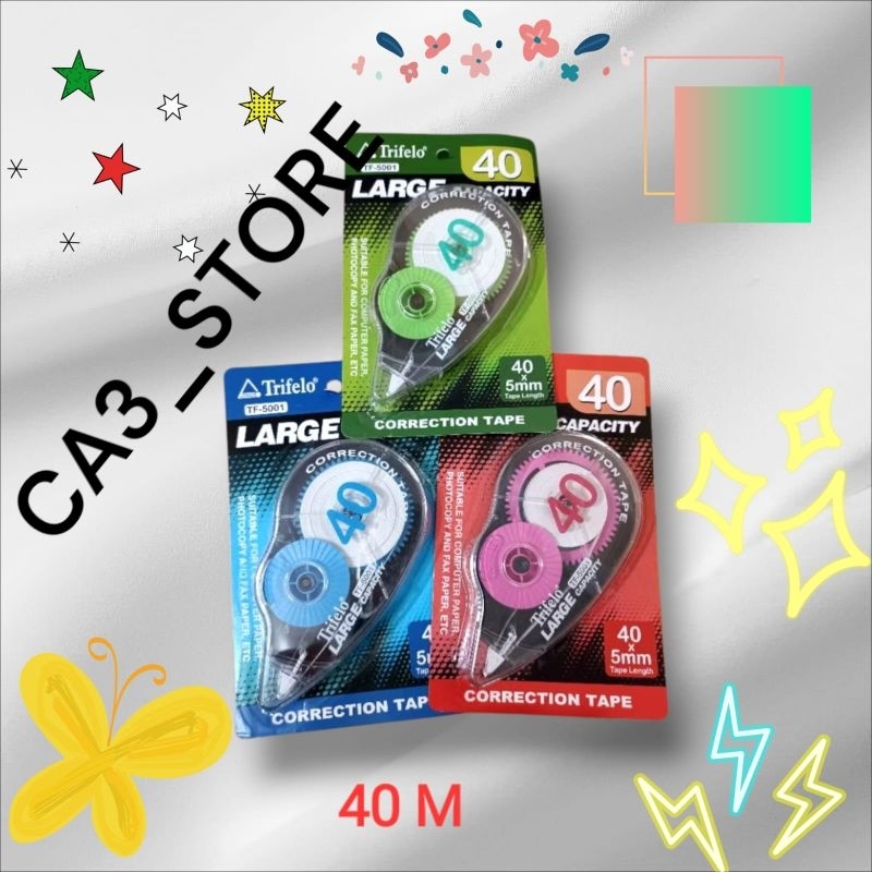 

Corection tape 40M/ Tip x Kertas 40M/ Tips x 40M