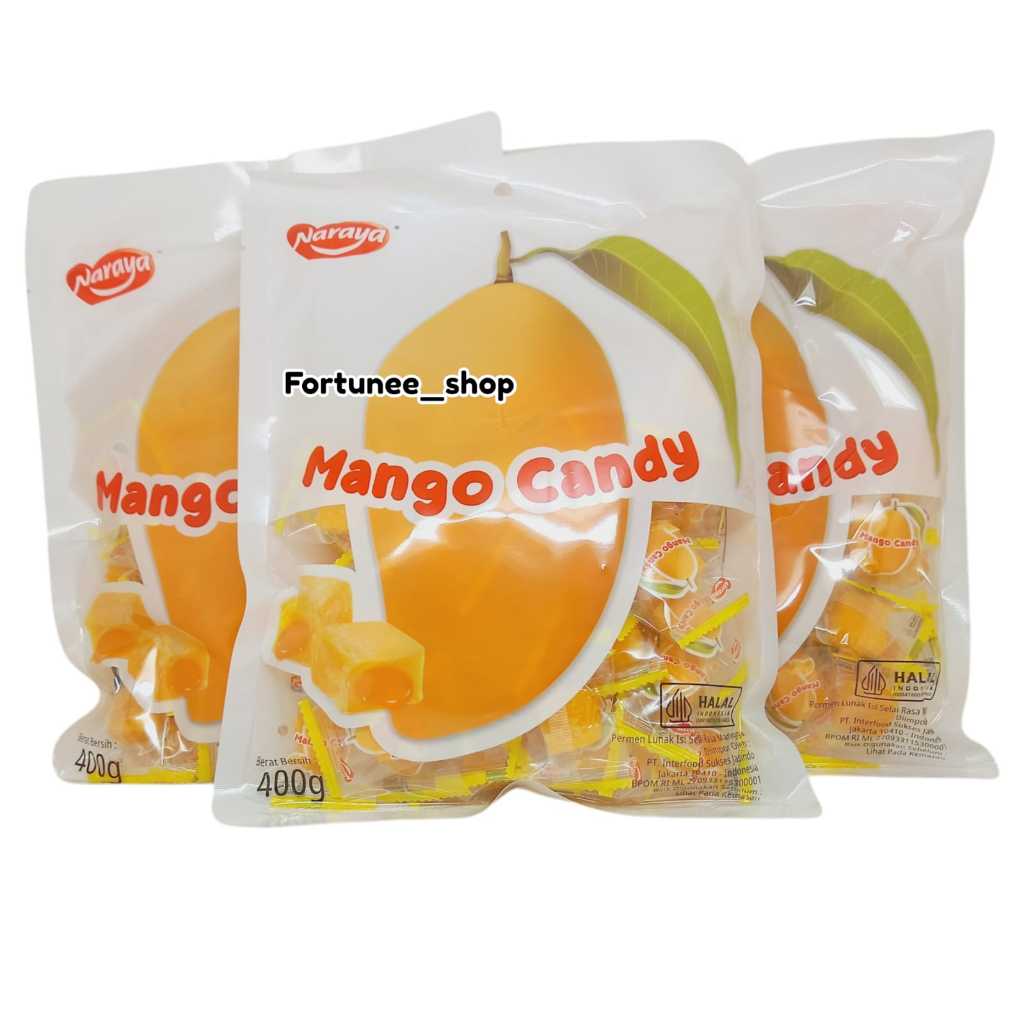 

Naraya Mango Candy 400 gr / Permen Lunak Isi Selai Mangga Lebaran