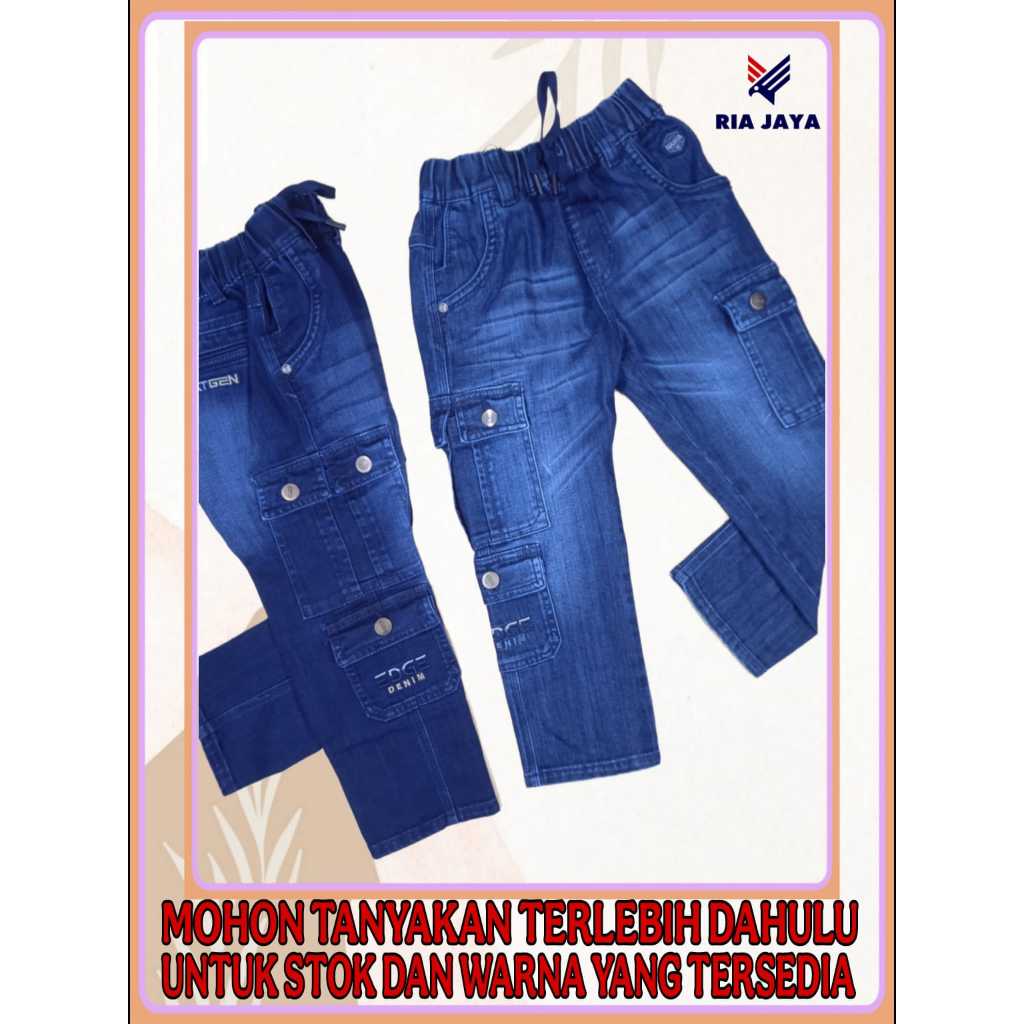 Ria Jaya Kids - Celana Panjang Cargo Anak Laki-Laki Levis Bordir  Terbaru