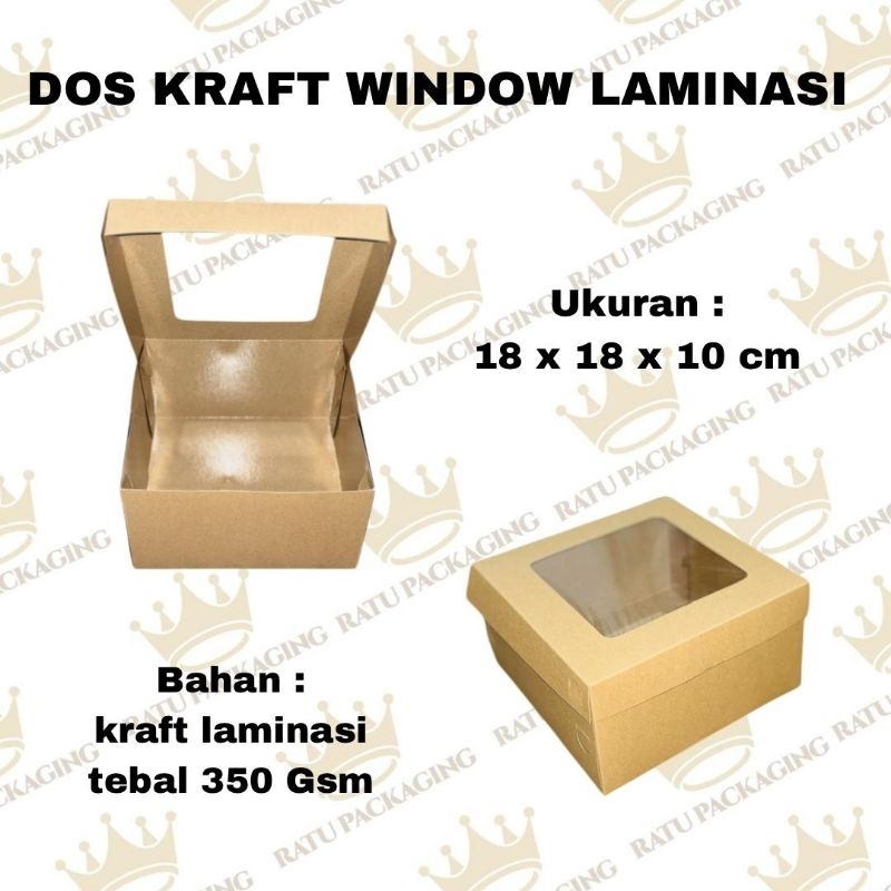 

RATU | DOS KRAFT WINDOW LAMINASI 18x18x10CM / Kardus Box Kotak Dus Kraft Window Laminasi 18x18x10cm Hampers Cake Makanan Pakaian