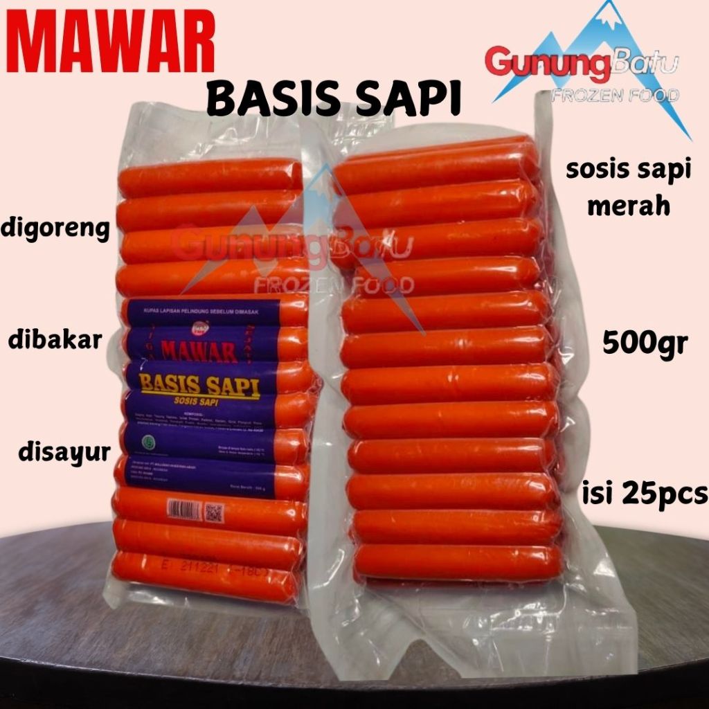 

MAWAR BASIS SAPI/ SOSIS SAPI MERAH/SOSIS BAKAR MURAH UNTUK JUALAN 500GR ISI 25PCS