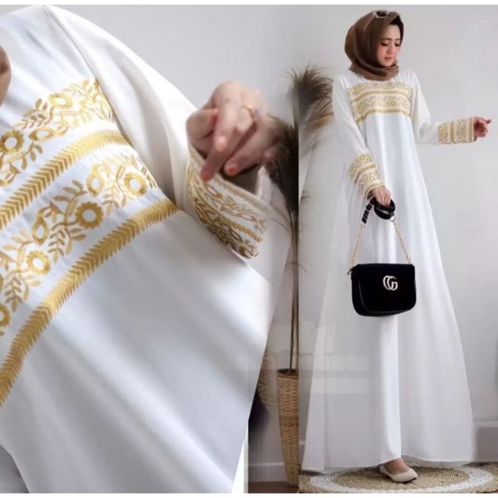 REAL VIDEO RVS2605 Gamis Dewasa & Anak Remaja FAIZZA BORDIR SIZE M-XXL 2WARNA / Maxi Long Dress Musl