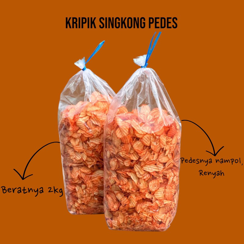 

KRIPIK SINGKONG pedes keripik singkong pedes renyah camilan kiloan 2kg PER BALL