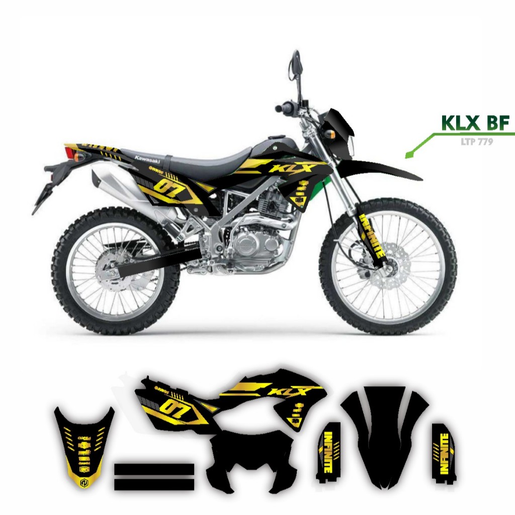 decal stiker klx 150 bf hitam gold supermoto
