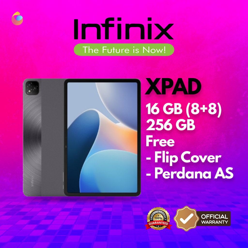 INFINIX XPAD 4G LTE NEW 16GB (8+8/256GB) BISA KARTU/SIM CARD INCLUDE FLIP COVER VERSION