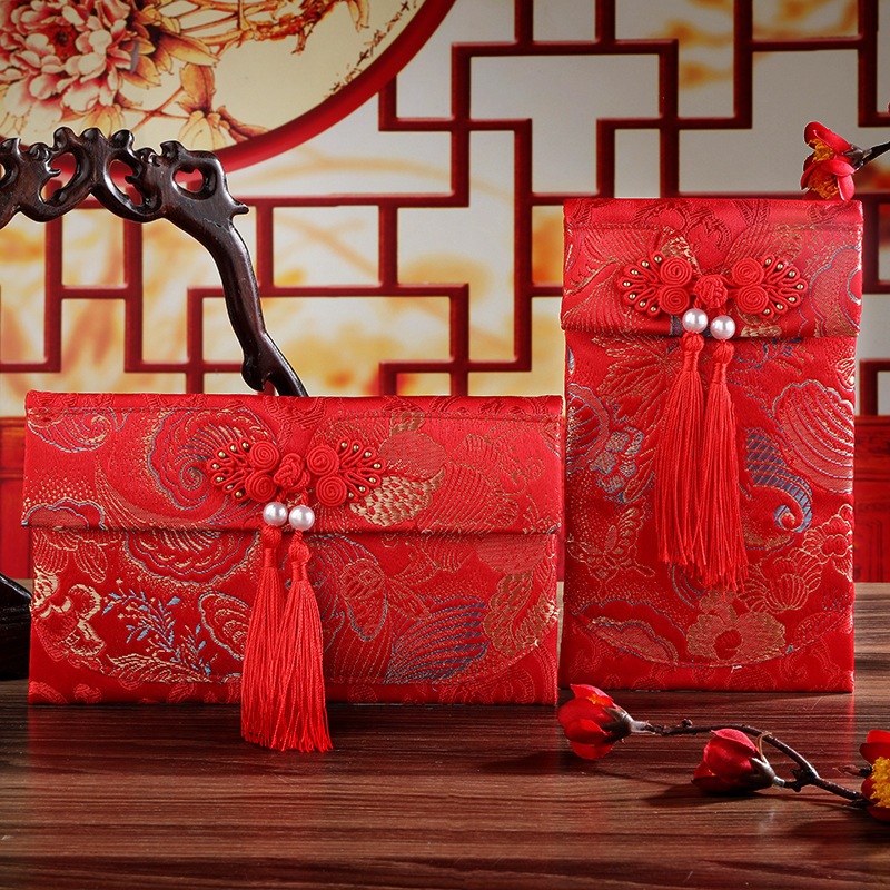 

Angpao Kain Imlek Chinese New Year Red Motif Embos Tulisan Pita Giok Mutiara FU Koin Terbaru Box Hologram Ular 2025 Dompet Hongbao Angpao Red Pocket
