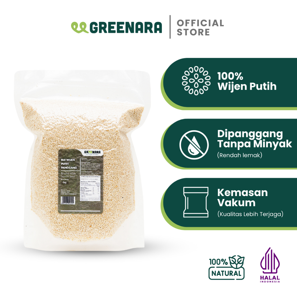 

Greenara - Wijen Putih Panggang 1kg / Roasted White Sesame Seed