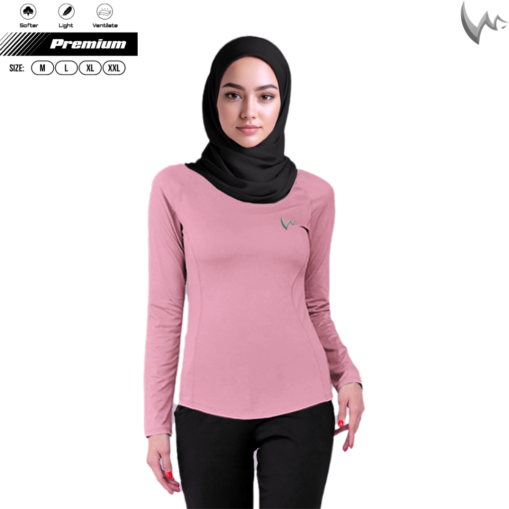 BESTPROMO WINSTORM MUSLIM BAJU OLAHRAGA WANITA PREMIUM LENGAN PANJANG KAOS BADMINTON MUSLIMAH