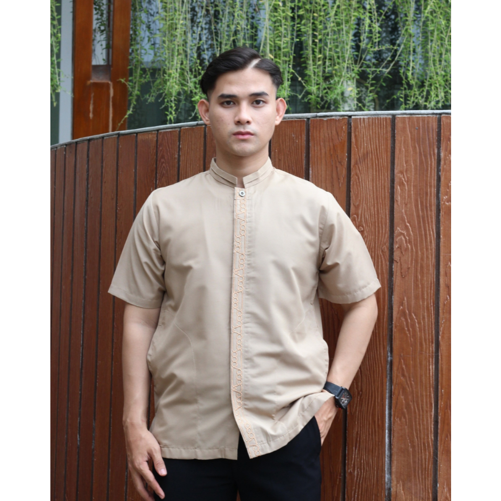 Salman - Kemeja Baju Koko Shafi ARY 98 Manset Premium Pria Dewasa Bordir Lengan Pendek