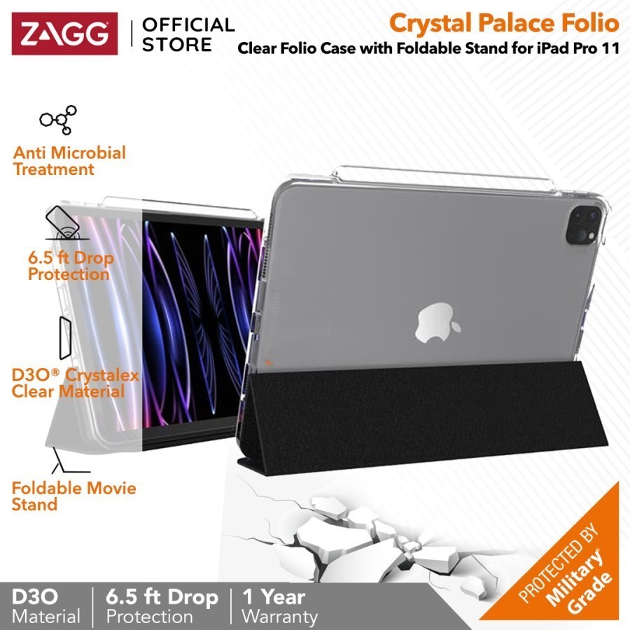 ZAGG Case Folio For Ipad Pro 11 Crystal Palace - Casing Folio Clear Ipad - SFI Group