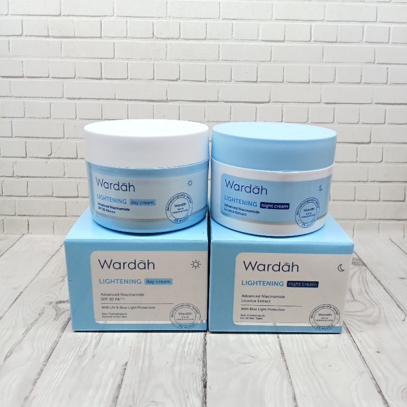Wardah Lightening Day & Night Cream || Krim Pencerah Wajah Siang dan Malam