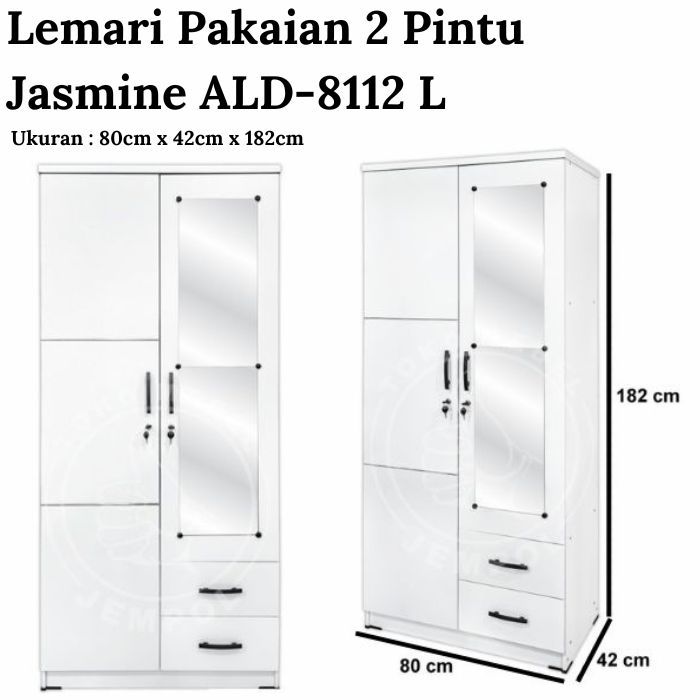 Lemari Pakaian 2 Pintu Jasmine ALD-8112 L/ Lemari Baju