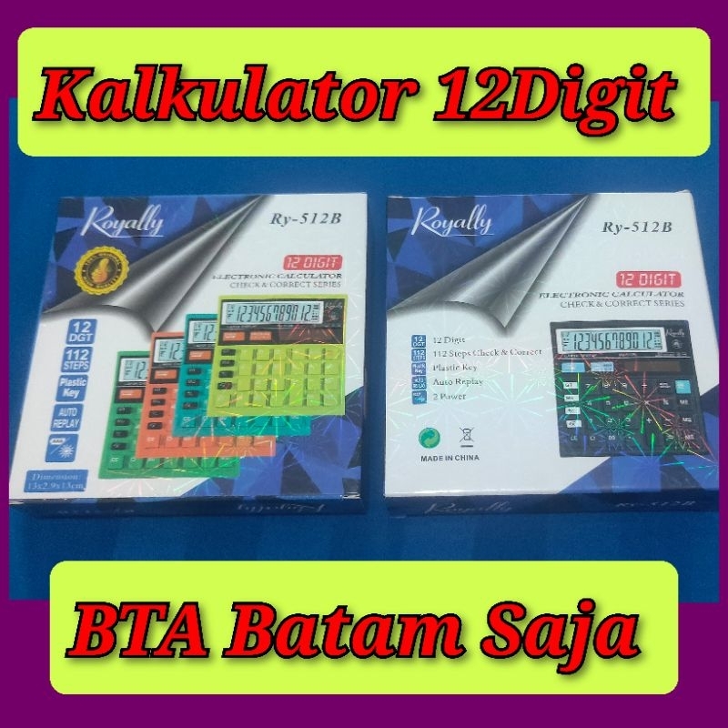 

Kalkulator 12Digit Royally/elektronik calculator warna random(KIRIM BATAM SAJA)