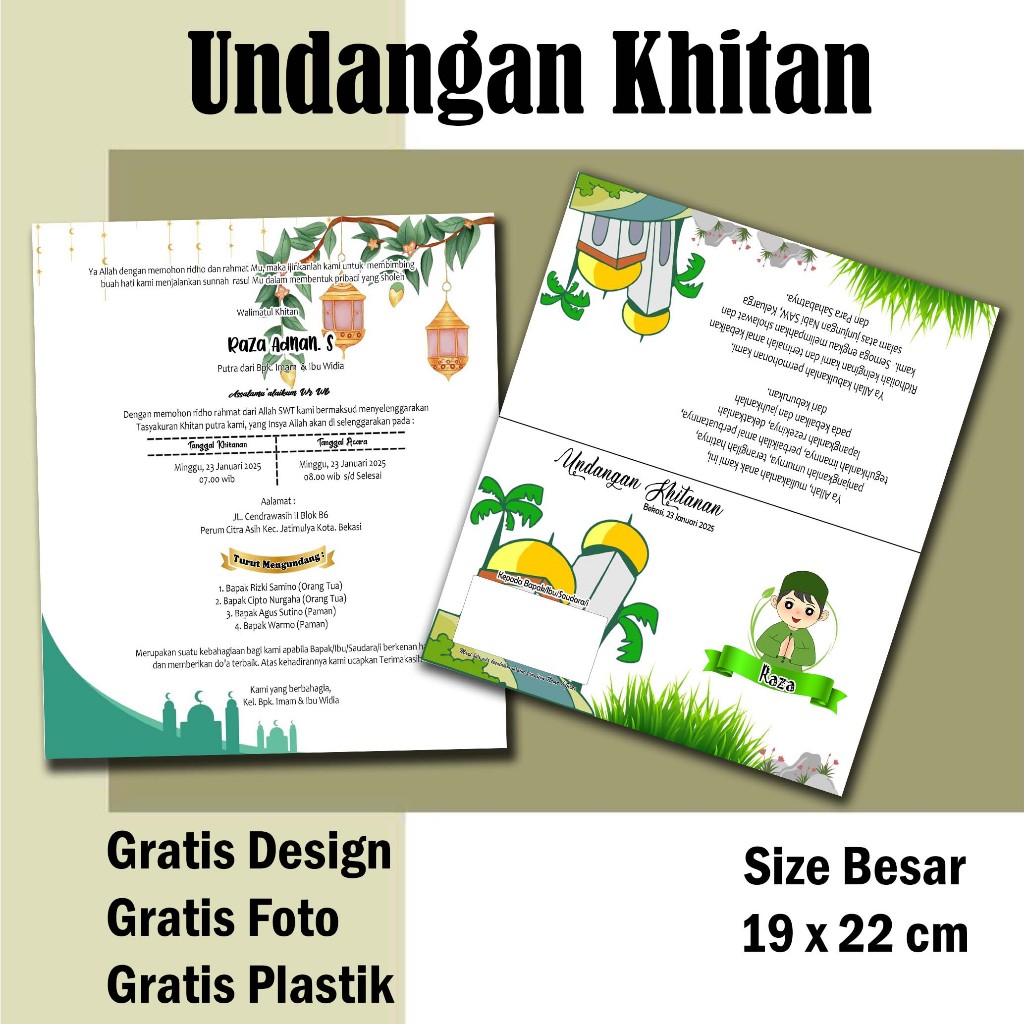 UNDANGAN SUNAT / undangan khitan / undangan lipat / undangan / undangan karakter / undangan khitanan